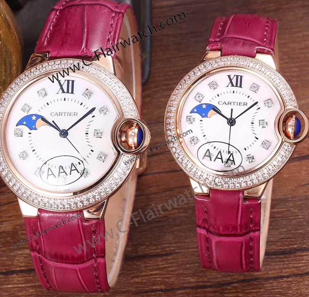 Diamond Cartier Replica Watch Ballon Bleu Rose Gold Lover